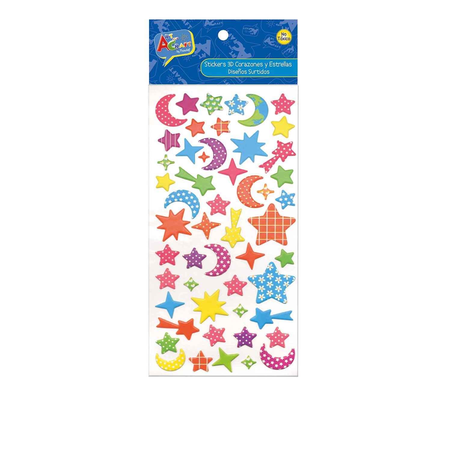 Sticker PVC 3D Corazones Y Estrella | Art & Craft